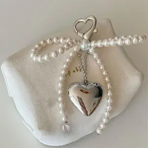Heart Shaped Pendant with Faux Pearl Decor Phone Chain, Cute Phone Lanyard, Fashion Phone Strap, Phone Wrist Strap for Women & Girls, Phone Accessories, Charms