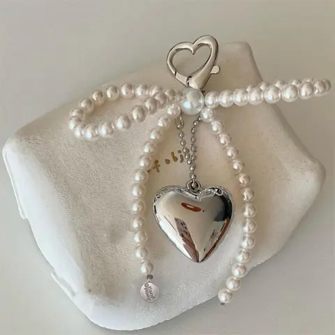 Heart Shaped Pendant with Faux Pearl Decor Phone Chain, Cute Phone Lanyard, Fashion Phone Strap, Phone Wrist Strap for Women & Girls, Phone Accessories, Cell Phone Accessories, Charms