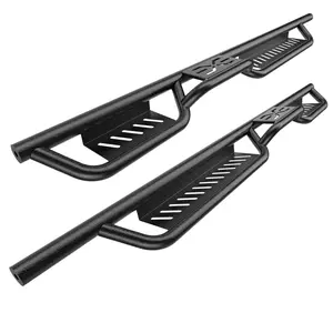 GARVEE Running Boards, 6inch Side Steps Compatible with 2007-2018 Jeep Wrangler JK JKU Unlimited 4 Doors, Black Powder Coated Steel Nerf Bar, Two Stairs