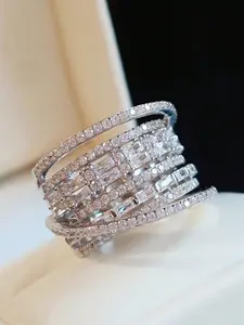 1 PC Fashion Cubic Zirconia Ring For Women For Wedding Engagement Anniversary Party Band Jewelry Valentine's Day Gift