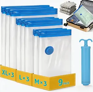 Essential Vacuum Storage Bags, 80% Compression Vacuum Seal Space Saver Plastic Packaging Bags for Clothes, Blankets, Pillow, Bedding, Comforters, Sealer Clothing Storage outdoorfun