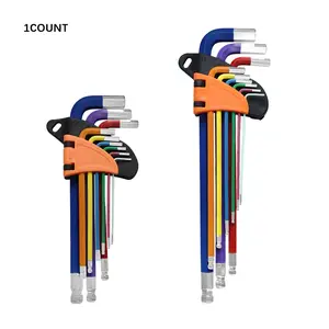 9-Piece Hex Ball Head Wrench Set, Multi-Size Colorful Allen Wrenches, Screwdriver Set with Storage Clips, Chrome Vanadium Steel High Hardness