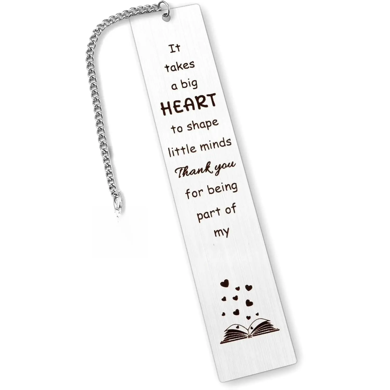Metal Bookmark for Teachers, Office Stationery Accessory, Teacher Appreciation Gift for Women Reading Lovers with "It Takes A Big Heart to Shape Little Minds" Design, Ideal for Birthday or Graduation Gifting, Teacher Appreciation Gifts