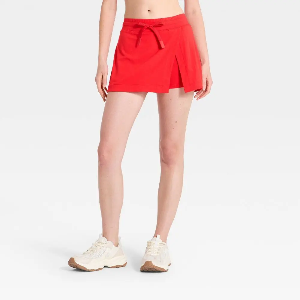 Women's Washed Jersey Slit Skort - JoyLab Red S