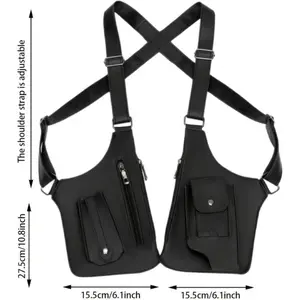 Tactical Anti-Theft Men's Crossbody Bag Water-Resistant PU Leather Multi-Compartment Adjustable Strap for Camping Hiking & Outdoor Adventures 27.5cm x 15.5cm