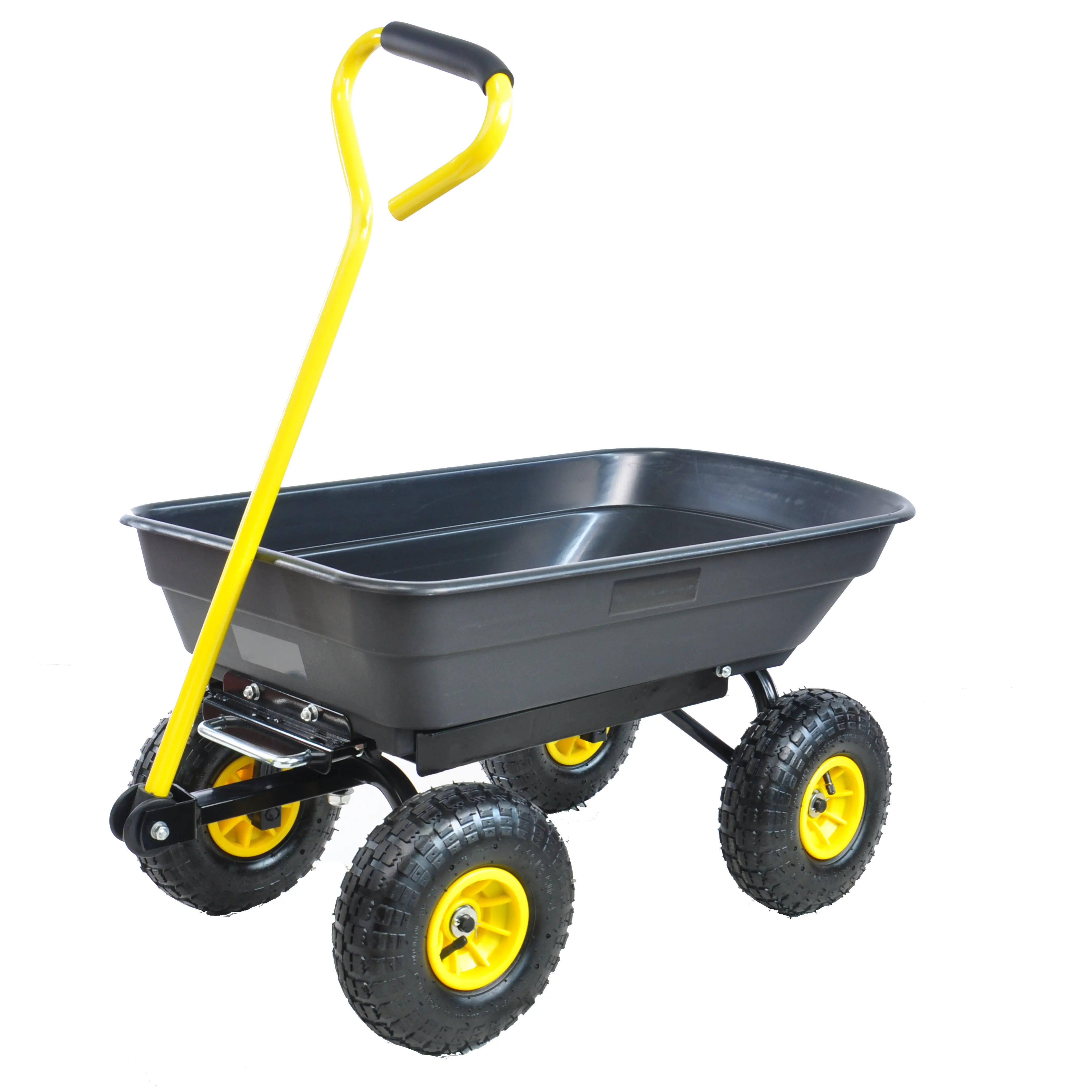 300 lb. Capacity Garden Cart with 10" Pneumatic Tires – Heavy-Duty Steel Dump Wagon, 55L Utility Yard Cart on Wheels for Outdoor Gardening & Lawn Work