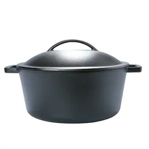 5qt Oven-Safe Cast Iron Dutch Oven Pre-Seasoned - Kitchen Utensil & Gadget - Pots, Cookware Lid Ceramic