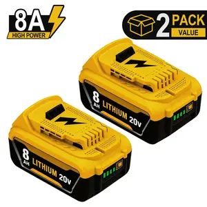 2-Pack 8000mAh Replacement for Dewalt 20V BatteryLithium Compatible with Dewalt 20 Volt Max BatteryDCB/DCD/DCF/DCG Series cordless Power Tools