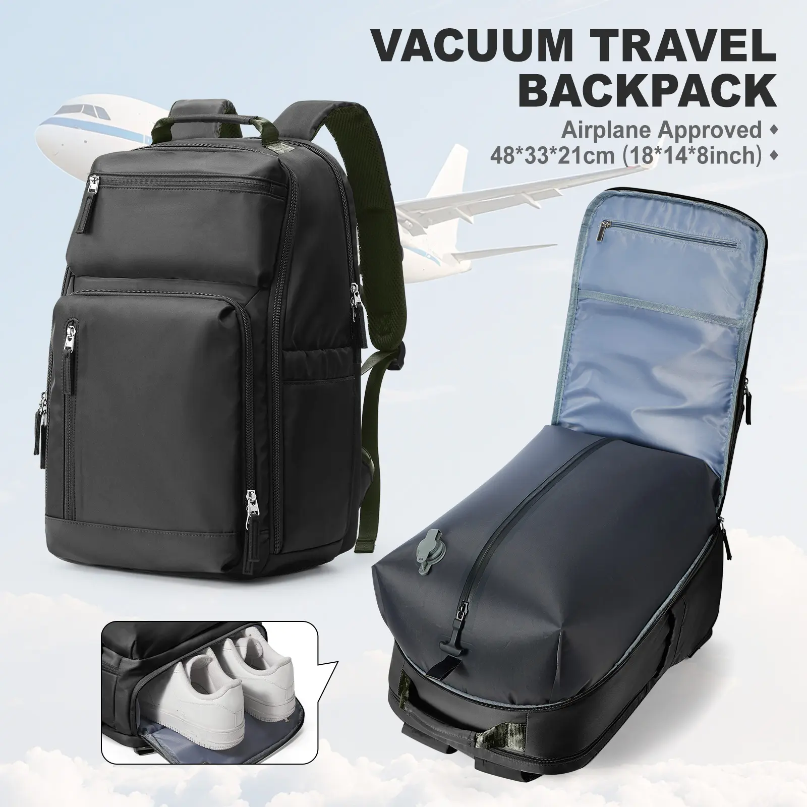 HYC00 Vaccum Compression Travel Backpack for Women Men, Air-Seal Bag ...
