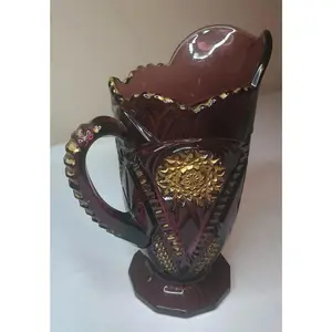 VTG VIKING Purple Amethyst Glass Pitcher/Vase Pressed Pinwheel Pattern