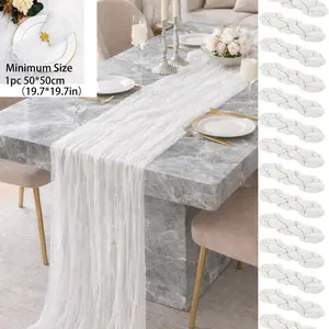 10 Pcs Sage White Table Runner Bohemian Country-Style Decorative Table Runner, Suitable for Weddings, Baby Baptism Parties and Holiday Decorations