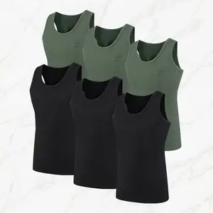 Men’s fitness tank tops, 3-pack — casual, soft sleeveless gym muscle shirts/fitness T-shirts, crew neck men’s athletic compression basketball shorts, solid-color sports tank tops.Summervibes