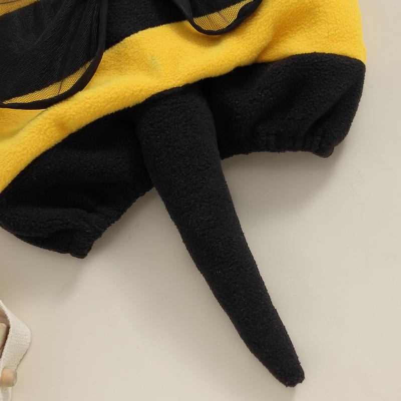 Toddelr Baby Boy Girl Halloween Costume Bee Costume Striped Print Tank Tops with Wings and Tail for My First Halloween Baby Outfit