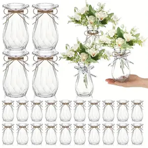 6Pcs Diamond Style Transparent Plastic Vase, High Quality Unbreakable Decorative Vase for Home Wedding Table Centerpiece Decoration