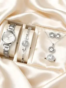 6-Piece Set of Light Luxury Steel Band Watches for Female Students