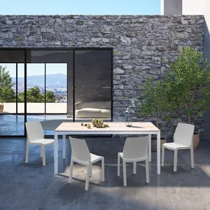 Palma Modern Outdoor/Indoor Plastic Resin Stacking Patio Dining Chairs  (Set of 2) - WHITE