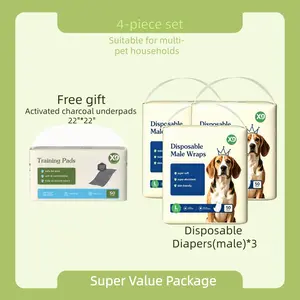 X9 disposable male dog diapers-gift bamboo charcoal pet pad, four-piece set, with humidity indicator, double-layer leak-proof design, super absorbent, XS-L in various sizes, suitable for exciting urination, is definitely an ideal choice for pet lovers.