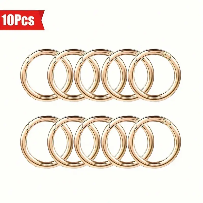 10-Pack Zinc Alloy Spring O-Ring Carabiners - White Round Keychain Clips for DIY Accessories, Handbags, and Dog Collars, Keychain Lanyard, Keychain Badge Reel, Keychain Attachment, Keychain Accessory