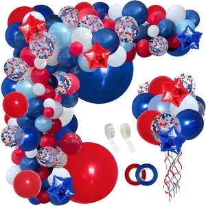 140pcs navy blue red white balloon garland arch kit graduation class of day 4th of july patriotic flag veteran’s day nautical baseball spider man one birthday party decorations