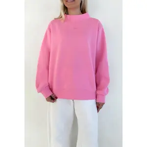 Coffee Run Mockneck Sweatshirt in Pink - Bubblegum Color, V-Stitch, Lightweight Fleece, Ultra Soft Fabric, True to Size Fit