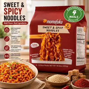 David Chang Sweet & Spicy Chilli Ramen Noodles - 4-Pack Restaurant-Quality Instant Food, Now with More Sauce & 10g Protein
