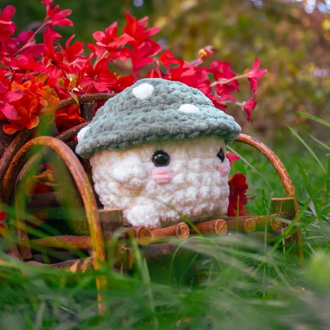 Handmade Crochet Plushie - Lil Green Mushroom Chonky Boi
