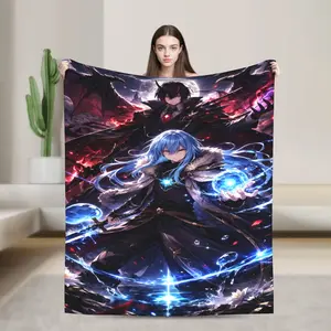 That Time I Got Reincarnated As A Slime Flannel Throw Blanket, Rimuru Tempest Anime Cartoon Themed, for Home Sofa Use