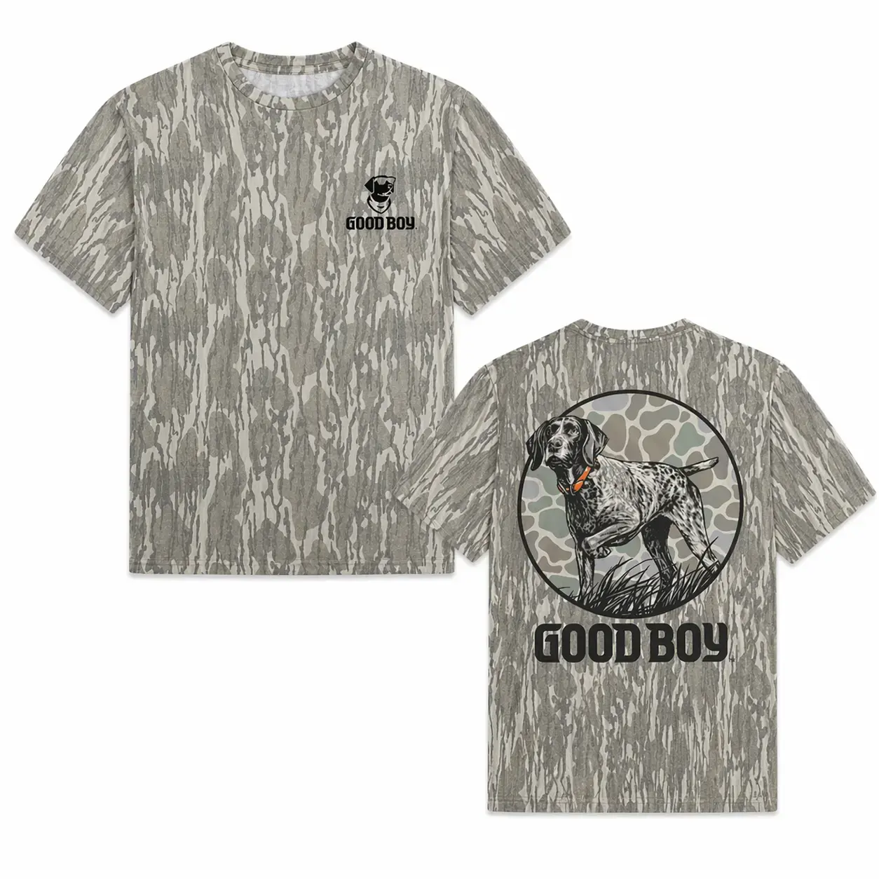 Men's Casual Camo Hunting T-Shirt - German Shorthaired Pointer Graphic Tops, Bird Dog Hunter Tee, Outdoor Gift for Men