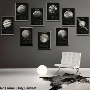 Planet Pattern Unframed Painting, 1 Count Modern Canvas Wall Art, Wall Decor for Home Living Room Bedroom Study Room, Home Decor