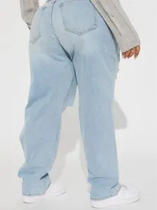 Seeking Thrills Shredded Straight Leg Jeans - Light Wash