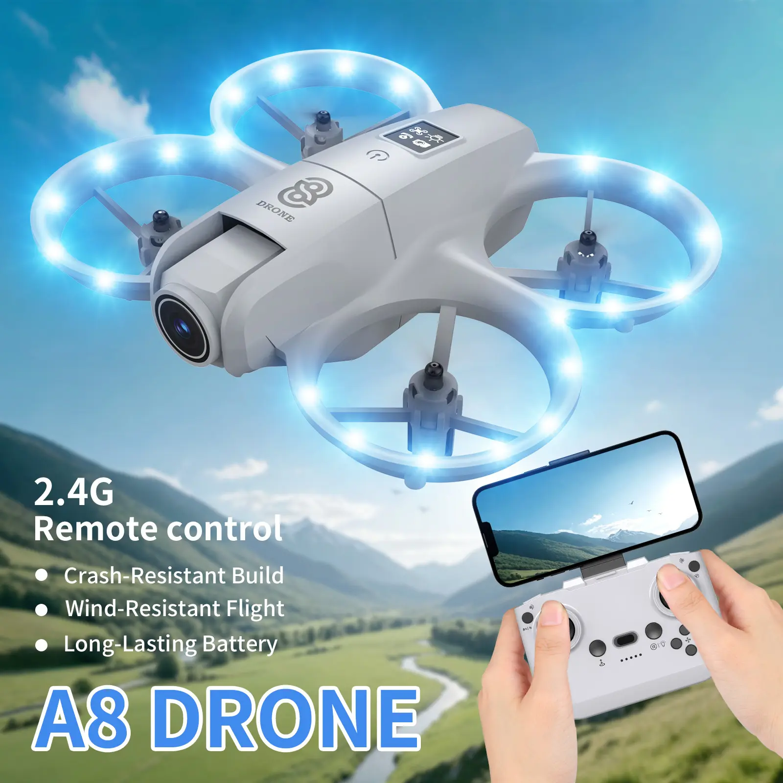 249g lightweight A8 mini drone--720P dual camera, optical flow positioning and all-around protection|The ideal holiday gift