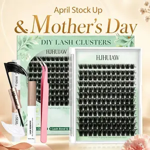 HJHUIAW DIY Eyelash Bundle Set - Soft and Fluffy Long lasting Eyelash Set with Gel Remover and Tweezers, Suitable for Beginners to Use at Home with Ease - Eyelash Set, Mother's Day Gift