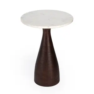 Julia Marble Pedestal Side Table in Dark Brown  5627140