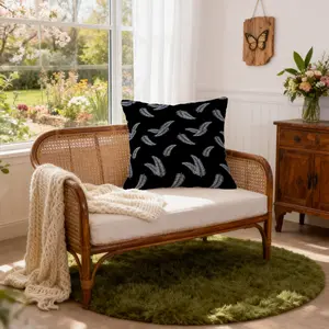 1pc Black Tropical Palm Leaf Throw Pillow, HD Single-Side Printed Decorative Cushion, Perfect Gift for Living Room, Bedroom & Sofa Decor