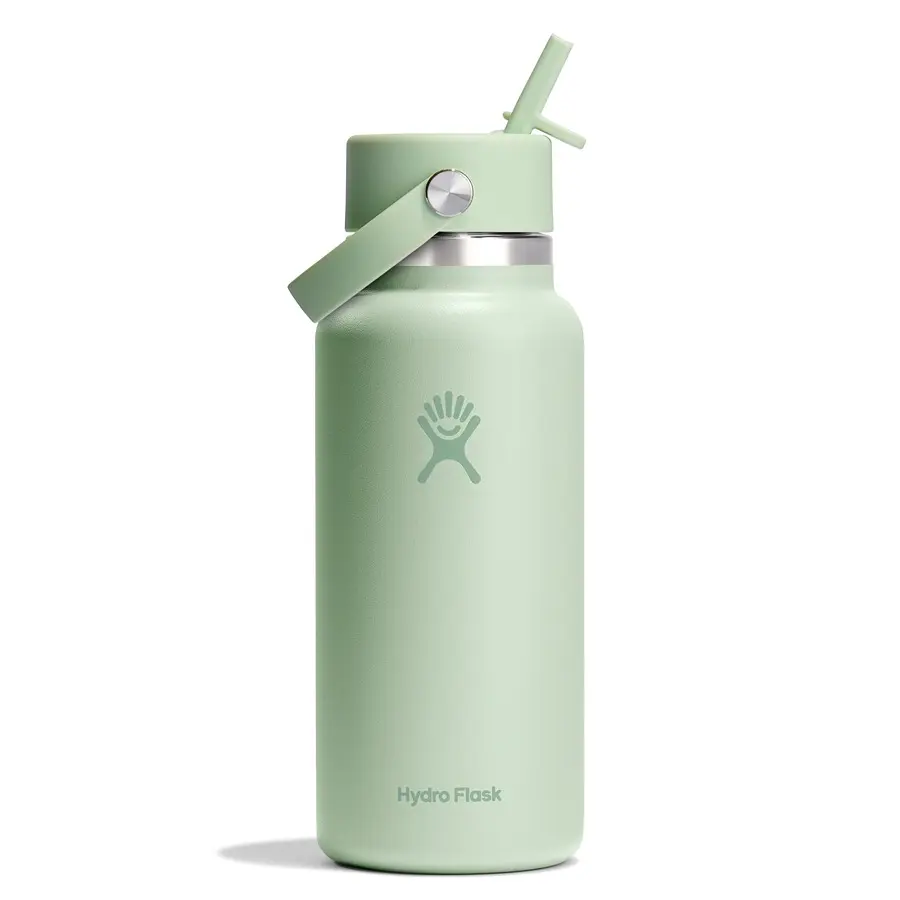 Hydro Flask 32oz Wide Mouth Reusable Water Bottle - Double-Layer Insulation, Flex Straw Lid, Leakproof, Dishwasher Safe, Portable Drinkware for Adults, Ice Cube Retention