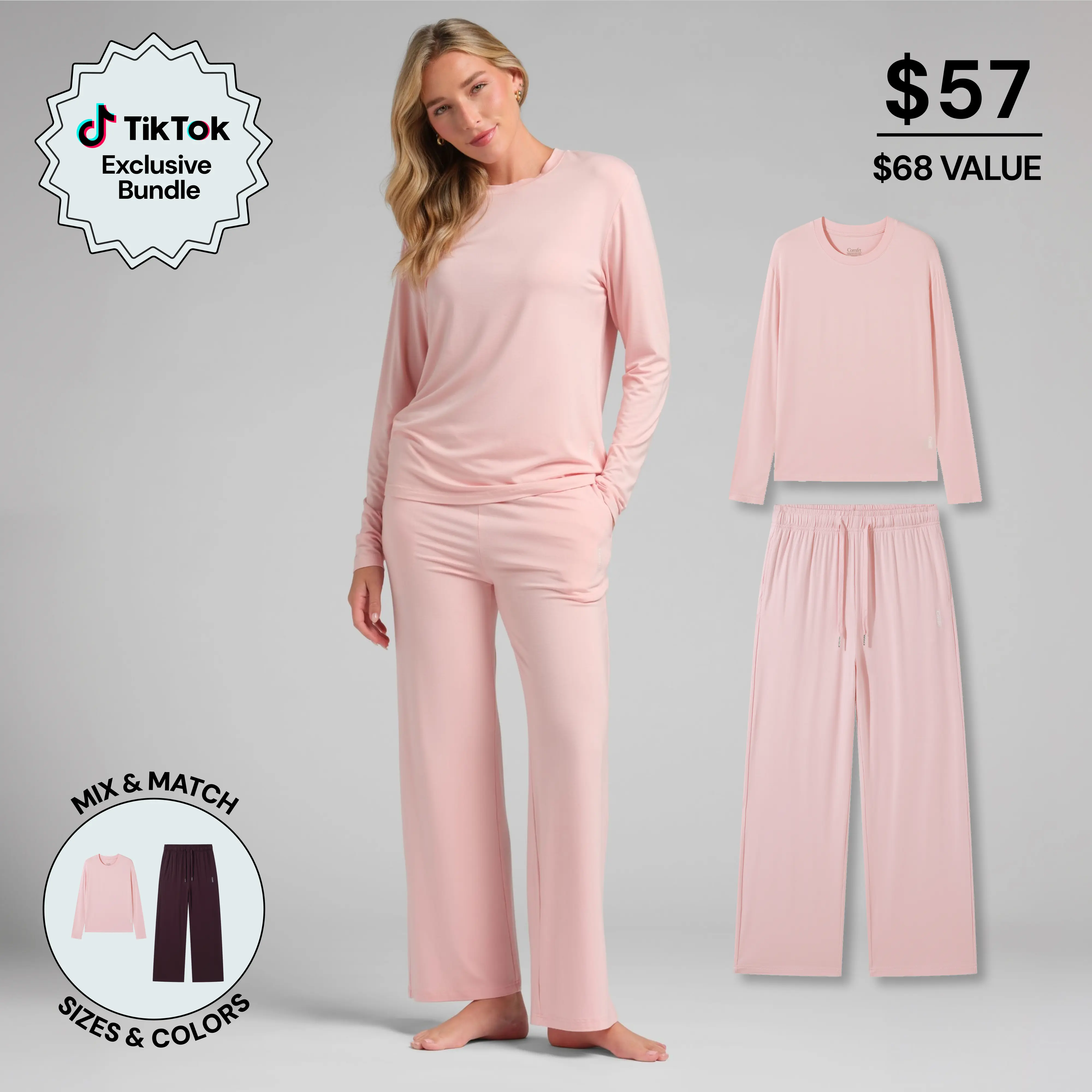 Comfrt | Cloud Lounge 2-Piece Set | Soft Lightweight Long Sleeve & Pants Matching Set Comfrt | Cloud Lounge 2-Piece Set | Soft Lightweight Long Sleeve & Pants Matching Set
