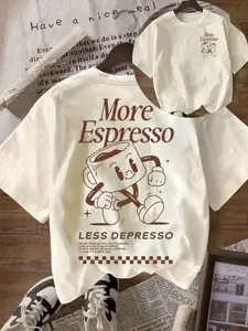 Vintage More Espresso Coffee Club Graphic Short Sleeve Round Neck Casual T-Shirt For Women Unisex