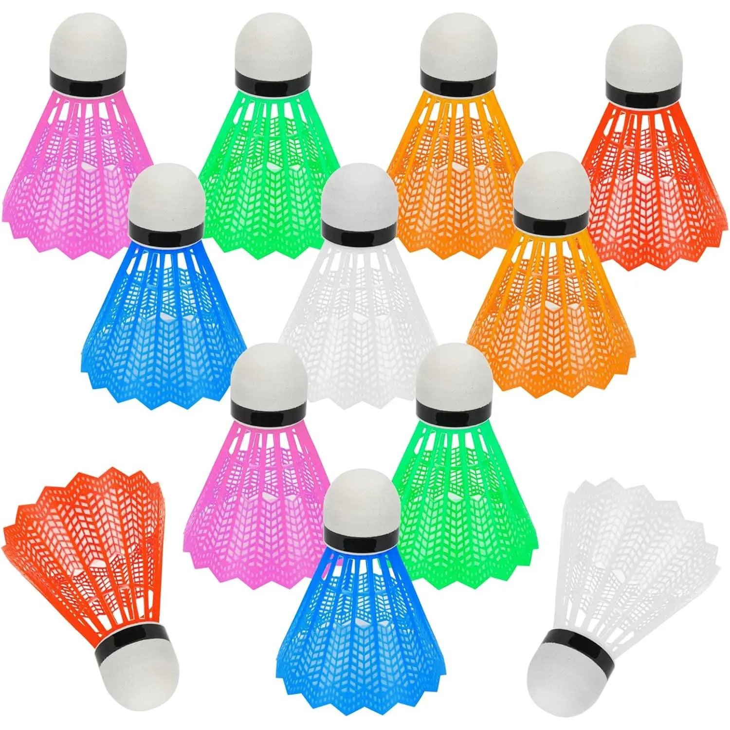 12-Pack Plastic Badminton Shuttlecocks, Durable High-Speed Birdies with Stable Flight for Indoor/Outdoor Training and Fitness Games, 8Cm X 6.5Cm, Durability, Exercise Fitness, Adult Supervision, Colorful, Adults