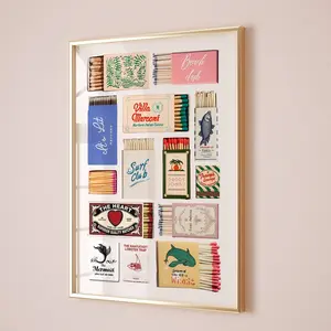 Funky Red Aesthetic Wall Art Poster – Vintage Matchbox Artwork, Trendy Matches Poster, Retro Matchbook Decor for Apartment, Retro Wall Art, Apartment Poster, Unframed