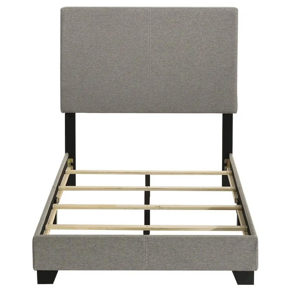 Dorian Wood Twin Panel Bed - Sturdy, Durable Dorian Fabric-Upholstered, Taupe Modern Bedroom Clean & Simple Indoor Furniture