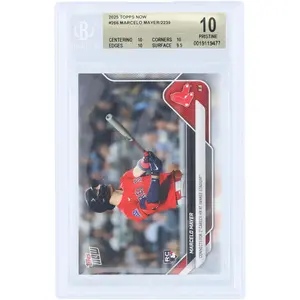 Marcelo Mayer Boston Red Sox 2025 Topps Now Connects For 2nd Career HR at Yankee Stadium #266 BGS Authenticated 10 Rookie Card - 10,10,10,9.5 Subgrades