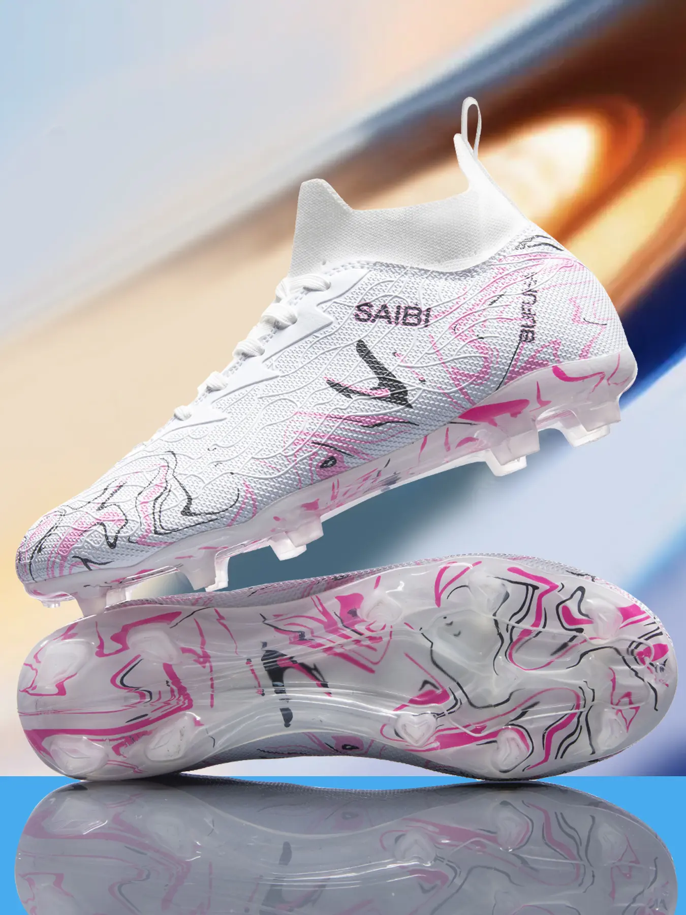 Men's Soccer Cleats Ag/fg Long Studs Comfortable and Breathable, Outdoor Sports Training Shoes for Artificial Grass, Non-Slip and Durable, Football Cleats