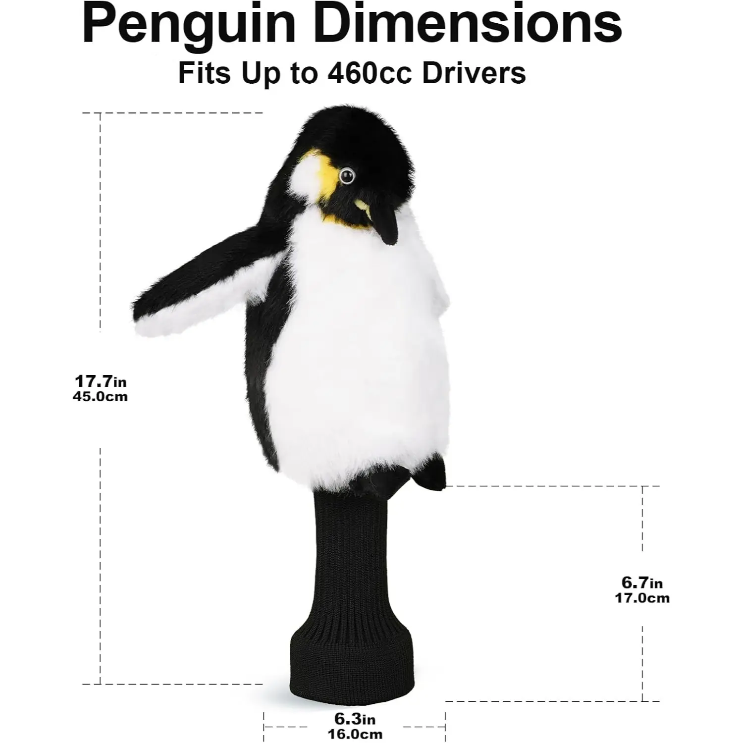 Funny Driver Headcover Fairway Wood Hybrid Headcover Golf Head Covers with Long Neck Penguin Designed Animal Plush Golf Club Covers Golf Club Protector and Funny Present Fits Up to 460cc Drivers