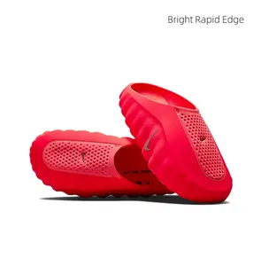 Vibrant Red Textured Foam Recovery Slides with Sensory Nodes  Unisex Non-Slip Breathable Massage Clogs for Home & Gym