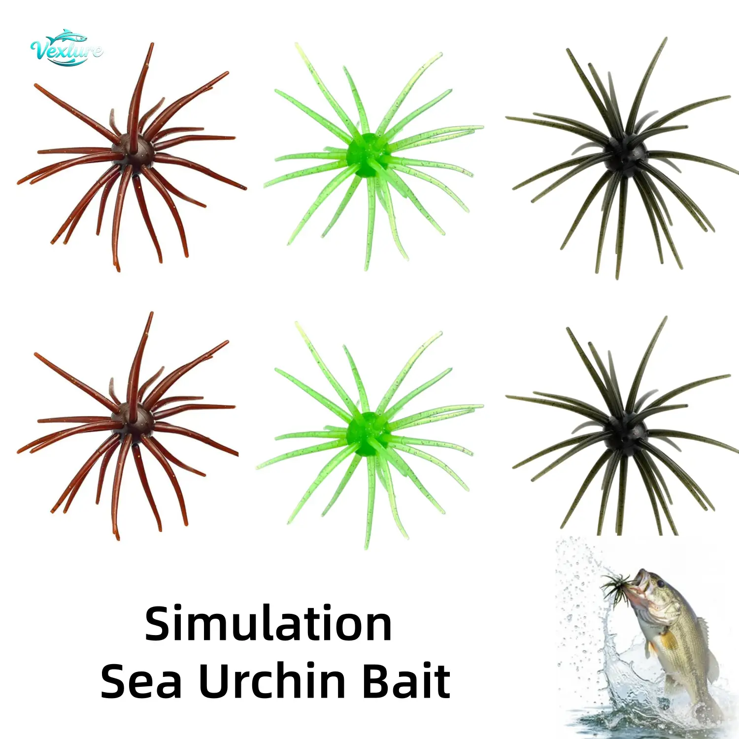 Floating Sea Urchin Soft Plastic Lure with Tentacle Design, Bass Fishing Lure for Drop Shot, Wacky Rig, Neko Rig Tackle Supplies, Bass Fishing Lures