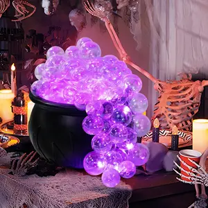 Vintage Design Bubbling Cauldron with Violet Light & ABS Material for Candy Storage & Tabletop Decor Includes Twinkle Lights & Cottons Perfect for Parties