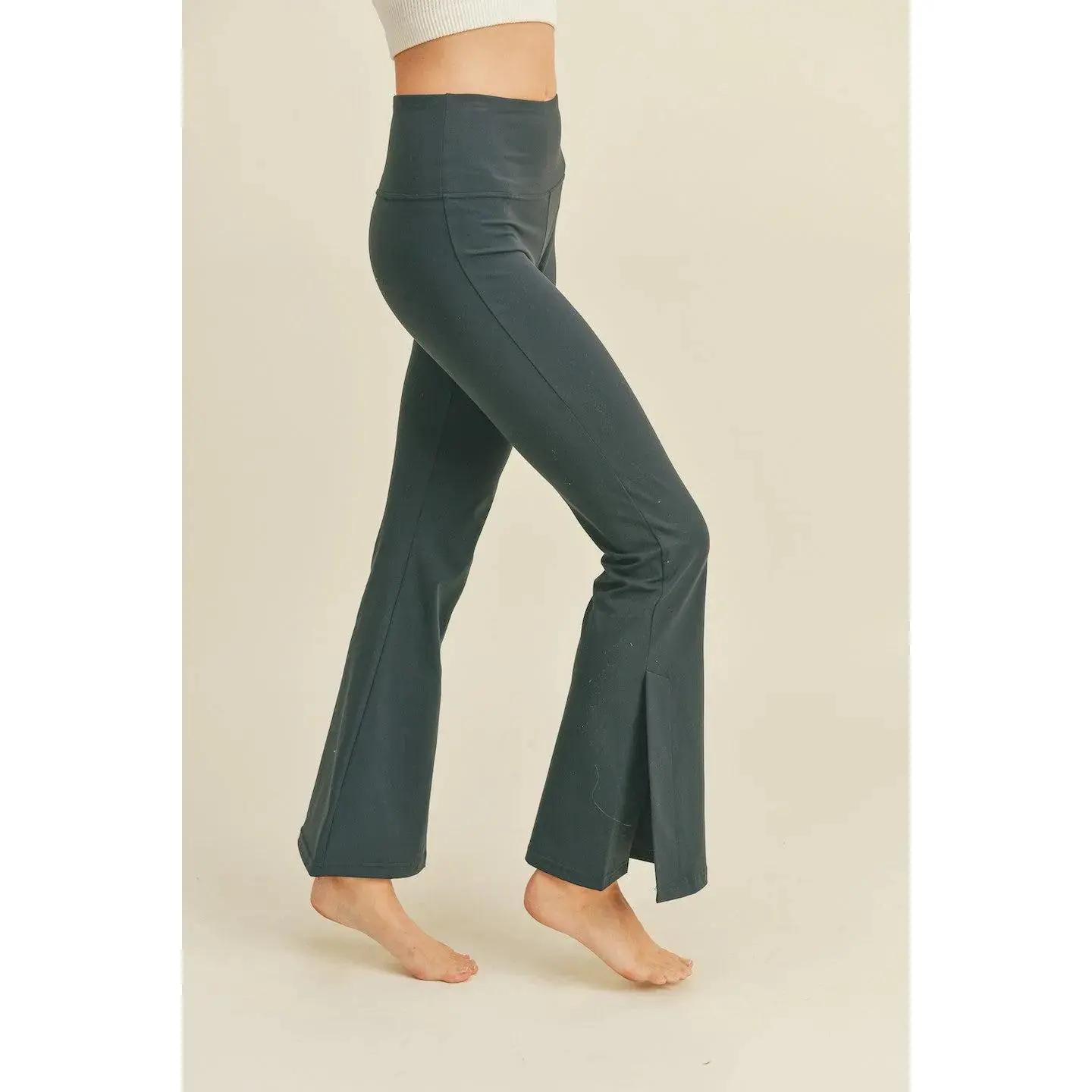 High Rise Side Slit Flare Leggings