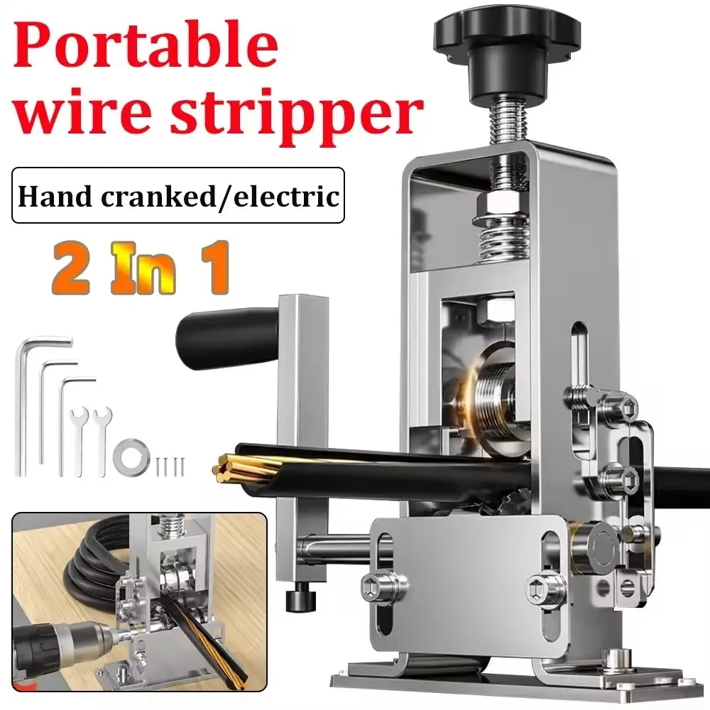 Manual & Electric Drill Operable Wire Stripping Machine - Quick-change Blade Wire Stripping Machine & Heavy Duty Specialty Hand Tools - for Scrap Cable Removal & Cutting Hardware - Men Gifts & Tools & Dealsforyoudays & Wire stripping machine