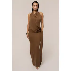 Caramel Miranda Draped Maxi Dress