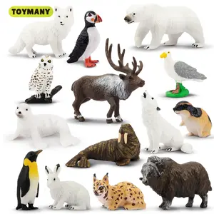 TOYMANY 14pcs Mini Arctic Animals Figurines - Realistic Look Collector Set, Age 3+ Action & Toy Figures, Decorative Set, Ideal Christmas & Birthday Gift